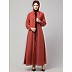Front open Hidden Placket Daily wear casual Abaya- Rust 